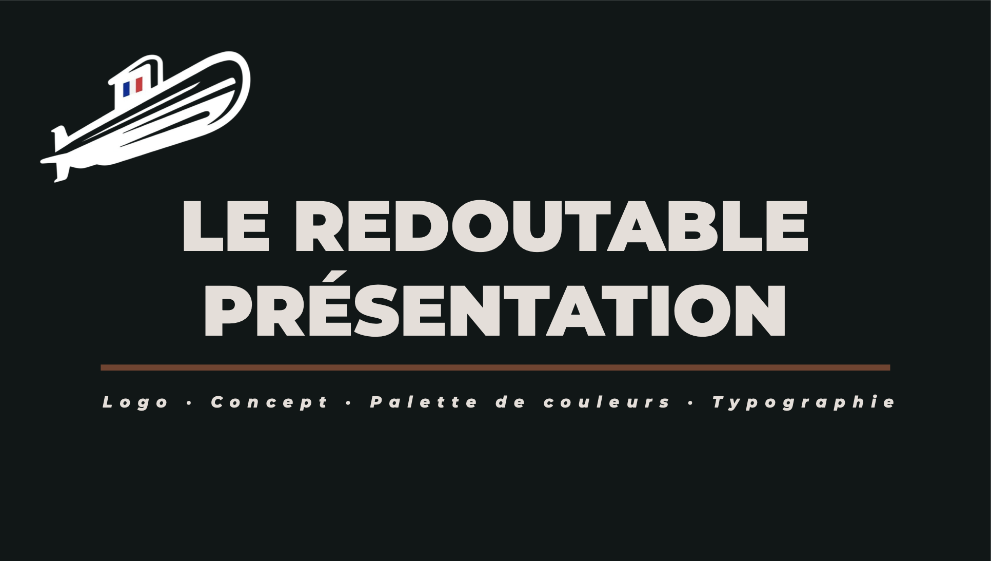 Couverture du dossier Le Redoutable avec logotype du sous-marin, fond sombre et palette cyan militaire.